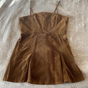 Urban Outfitters Corduroy Mini Dress Spaghetti Straps lace up Front Side zip
